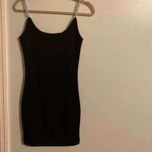 NWT KikiRiki Black Bodycon Dress With Chain Straps